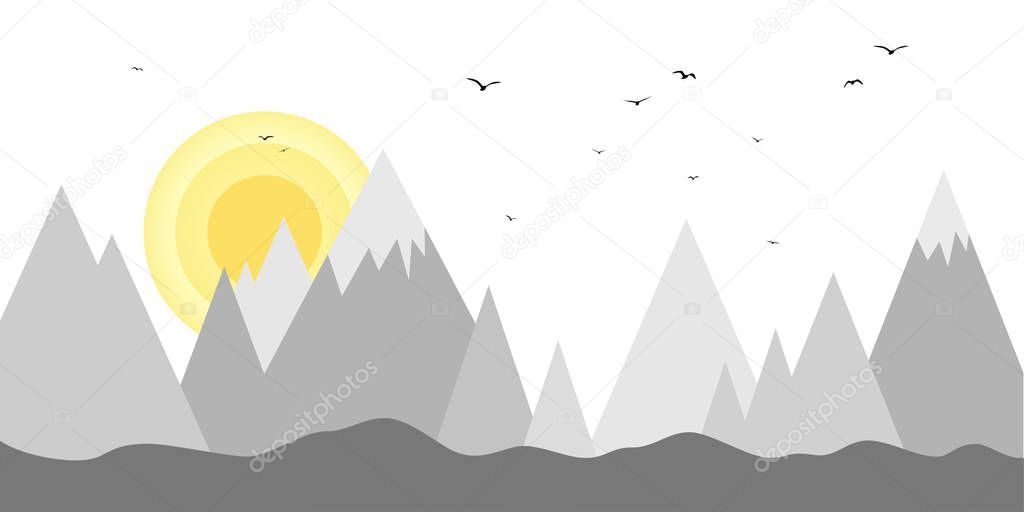 Sun sets behind the mountains minimal art watch