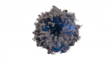 3d render portal smoke ring with blue flash on white background clipart