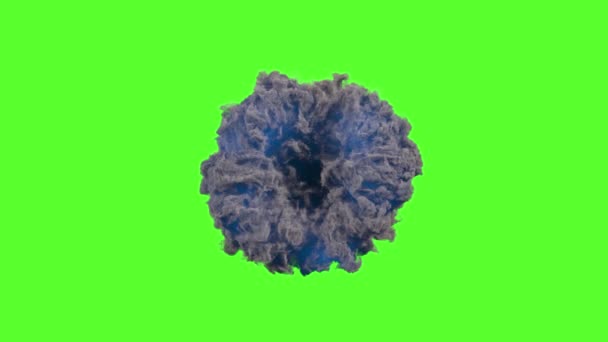 Abstract portaal rook ring met blauwe flits op groen scherm — Stockvideo