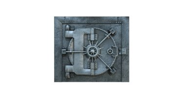 Beyaz arka plan üzerinde banka Vault kapı açılış 3D render