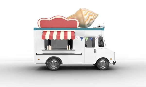 3d render of an ice cream van on a white background — Stock Photo, Image