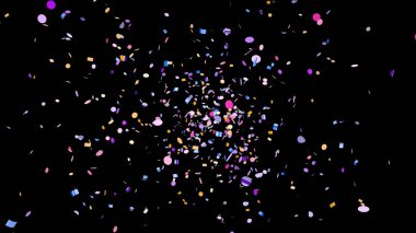 Siyah arka planda renkli konfetilerin yan görüntüsü