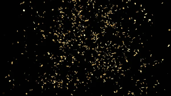 Explosion of gold confetti on an black background