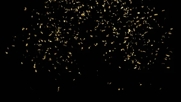 Confetti d'oro cadenti su fondo nero — Foto Stock