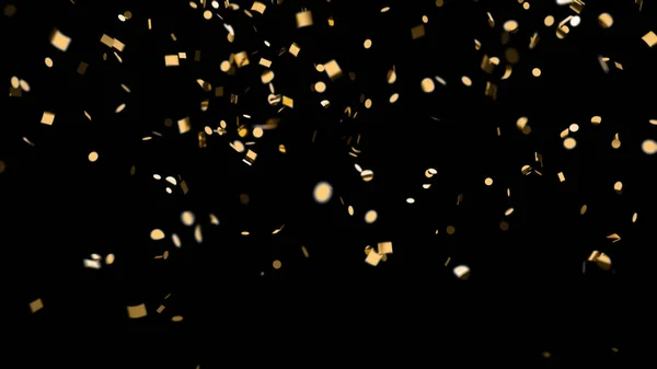 Caindo confete dourado em um fundo preto — Fotografia de Stock