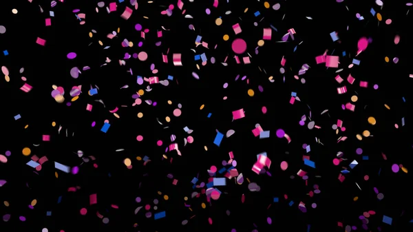 Caída de confeti multicolor sobre un fondo negro — Foto de Stock