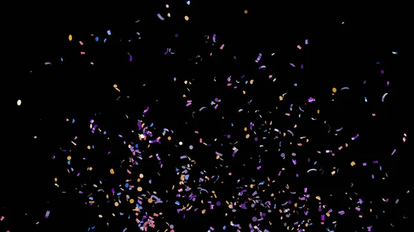 Caindo confete multi-colorido em um fundo preto — Fotografia de Stock