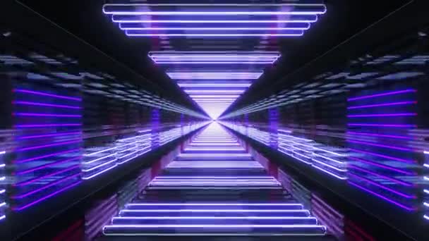 Looping-Tunnel mit Neon-Equalizer — Stockvideo