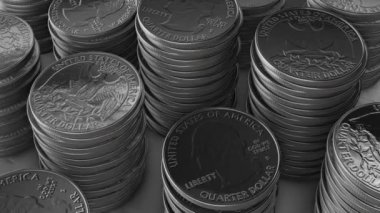 Gümüş para yığınlarının üzerinde uçuyor