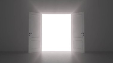 3D açık kapıyı karanlık odada parlatacak