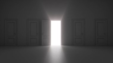 3D açık kapıyı karanlık odada parlatacak