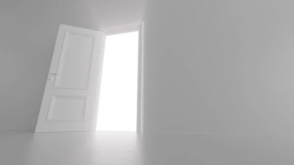 3d rendre l'éclat d'une porte ouverte dans une pièce lumineuse — Photo
