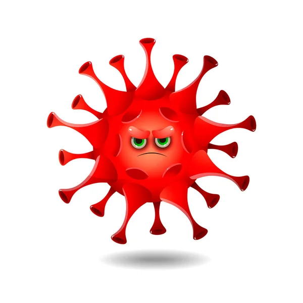 Caricatura roja coronavirus sobre un fondo blanco — Vector de stock