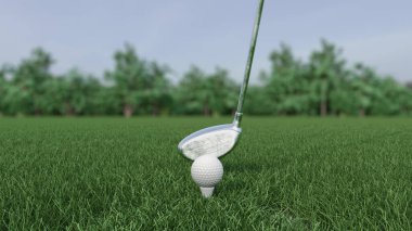 3d render Golf club hits a golf ball clipart