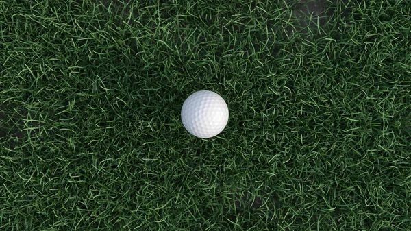 3D καθιστούν μια μπάλα του γκολφ στέκεται στο γκαζόν — Φωτογραφία Αρχείου