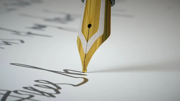 3D render Tinta toll írja vers papírra közelről — Stock Fotó