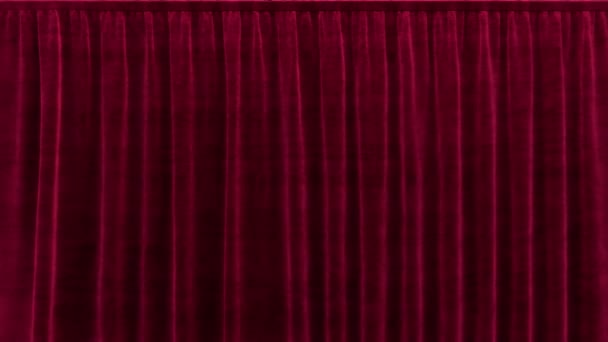 Flying sideways red velvet curtain with alpha channel — Stock Video