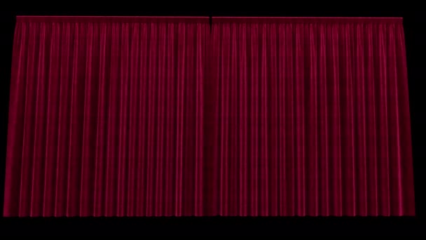 Ouverture de rideaux de velours rouge avec canal alpha — Video