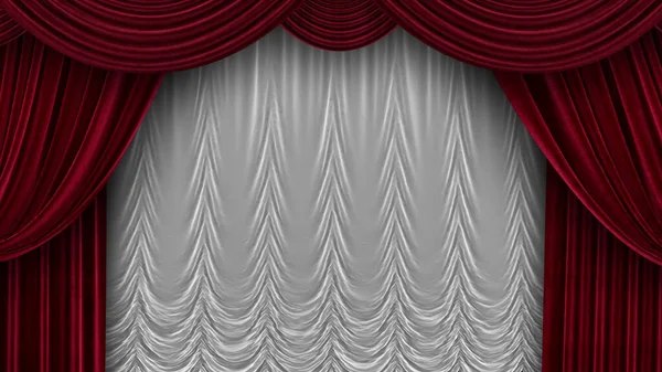 Theater Velvet Curtains with White Curtain in 4k — Stock Photo, Image