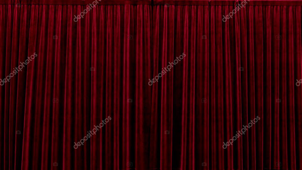 3d render red velvet curtain on a black background 4k