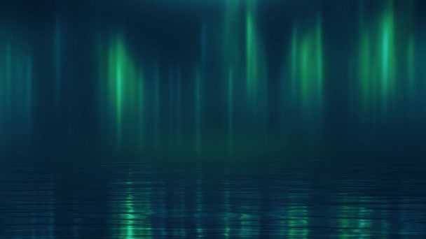 Polarlichter über dem Wasser vor dem Hintergrund des Sternenhimmels — Stockvideo