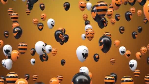 橙色背景气球之间的环状飞行 — 图库视频影像