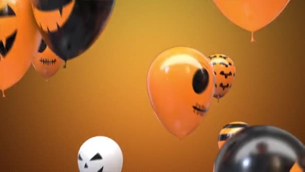Boucle Voler ballons halloween sur fond orange — Video