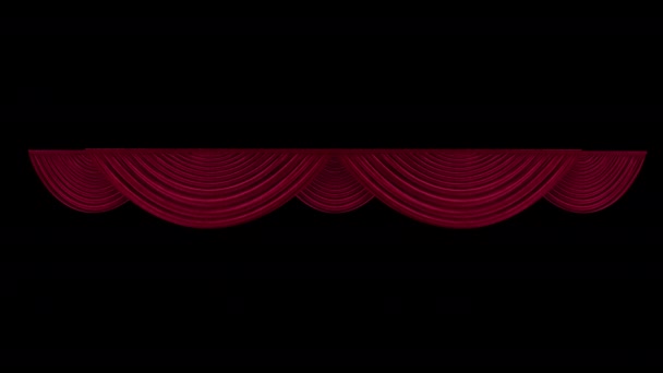 Красный театр занавес в театре с альфа-каналом — стоковое видео