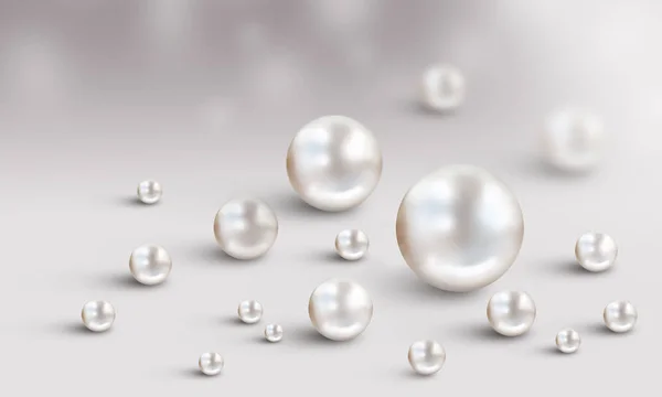 Fondo Perlas Boda Con Muchas Pequeñas Grandes Perlas Nacresplandecientes Blancas — Foto de Stock