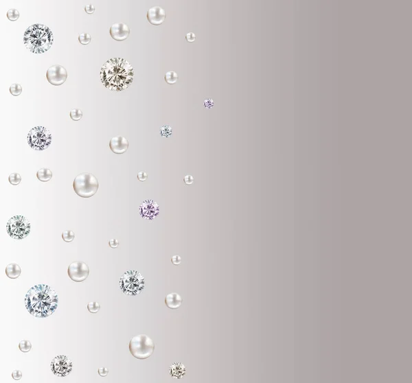 Abstrakte Perle Und Diamantene Hochzeit Hintergrund Mit Edelsteinen Und Perlen — Stockfoto