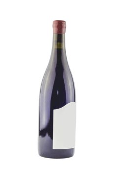 Beyaz arka planda izole edilmiş kırmızı şarap şişesi.