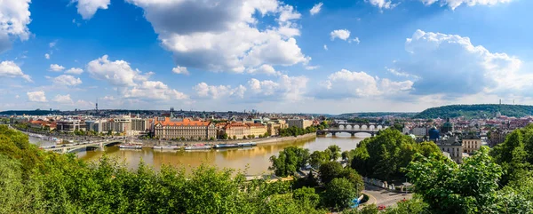 Aerial Panoramautsikt Över Gamla Stan Och Floden Vlatava Från Letna — Stockfoto