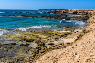 Playa Ojos, gizli bir plaj Jandia Yarımadası Fuerteventura, Kanarya Adaları, İspanya