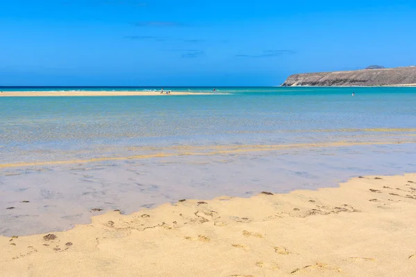 Zand Strip Lagune Sotavento Beach Fuerteventura Canarische Eilanden Spanje — Stockfoto