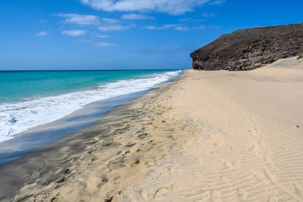 Afgezonderde Wit Zand Strand Fuerteventura Canarische Eilanden Spanje — Stockfoto