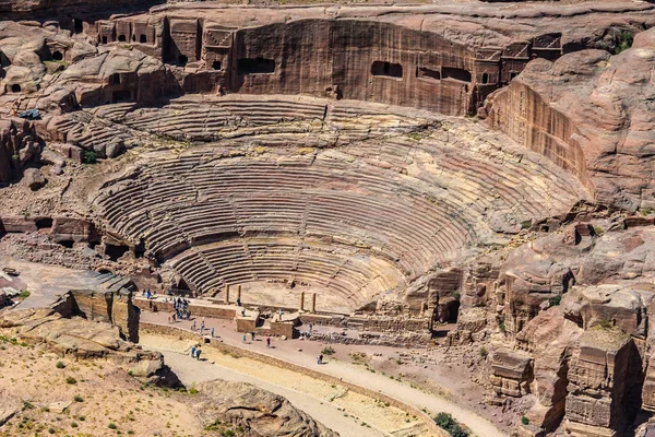 Vista Aérea Del Teatro Romano Ciudad Perdida Petra Jordania —  Fotos de Stock