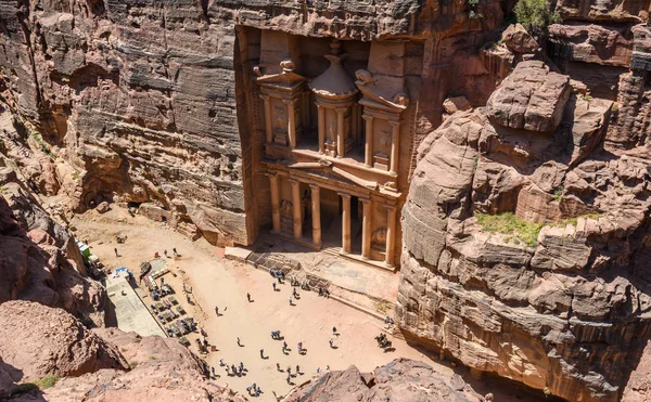 Vue Aérienne Trésor Dans Cité Perdue Petra Jordanie — Photo