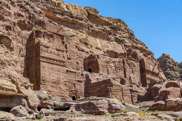 Túmulos Antigos Cidade Perdida Petra Jordânia — Fotografia de Stock