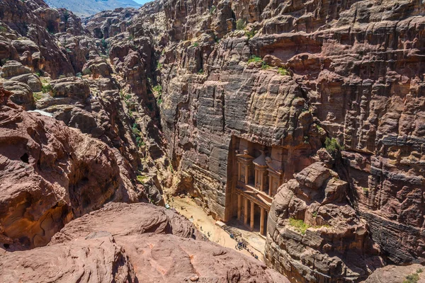 Vista Aérea Tesouro Cidade Perdida Petra Jordânia — Fotografia de Stock