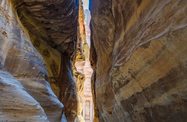 Hdr Shot Siq Treasury Lost City Petra Jordan — Stock Photo, Image