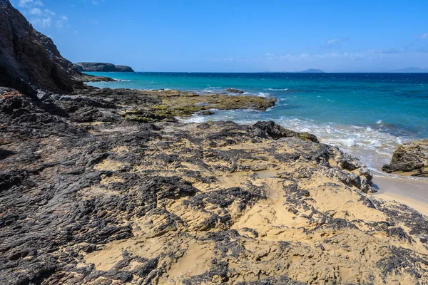 Zaciszne Bach Papagayo Poast Lanzarote Wyspy Kanaryjskie Hiszpania — Zdjęcie stockowe