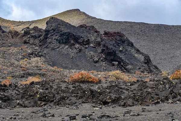 Černé Lávy Vulkanický Národní Park Timanfaya Lanzarote Španělsko — Stock fotografie