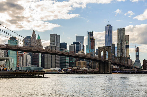 NYC Skyline from DUMBO in the district of Brooklyn, New York, USA