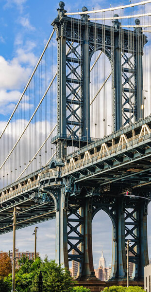 Manhattan Bridge in the district of Brooklyn, New York, USA