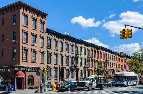 Kolorowe budynki w Park Slope, Brooklyn, New York, Stany Zjednoczone Ameryki Obrazek Stockowy