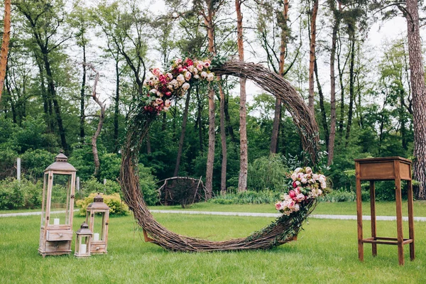 Lugar Celebración Arco Círculo Boda Claro Verde — Foto de Stock