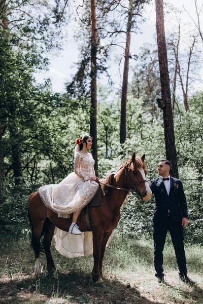 Passeggiata Nel Bosco Degli Sposi Cavallo — Foto Stock