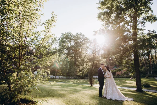 Passeio Dos Recém Casados Pôr Sol Dia — Fotografia de Stock