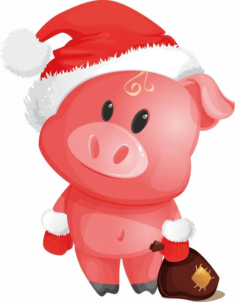 Vector Christmas Pig Illustration — Stock Vector