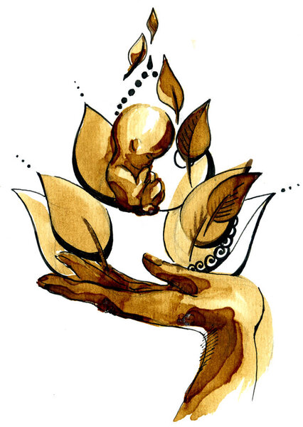 T-short printing Watercolor give a birth
